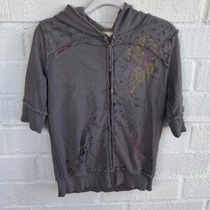 Scrapbook Punk Raver Zip Up Gray Hoodie sz S